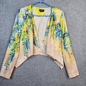 Bebe Y2K Women's Tropical Pattern Open front Light weight Cardigan Blazer Size 2